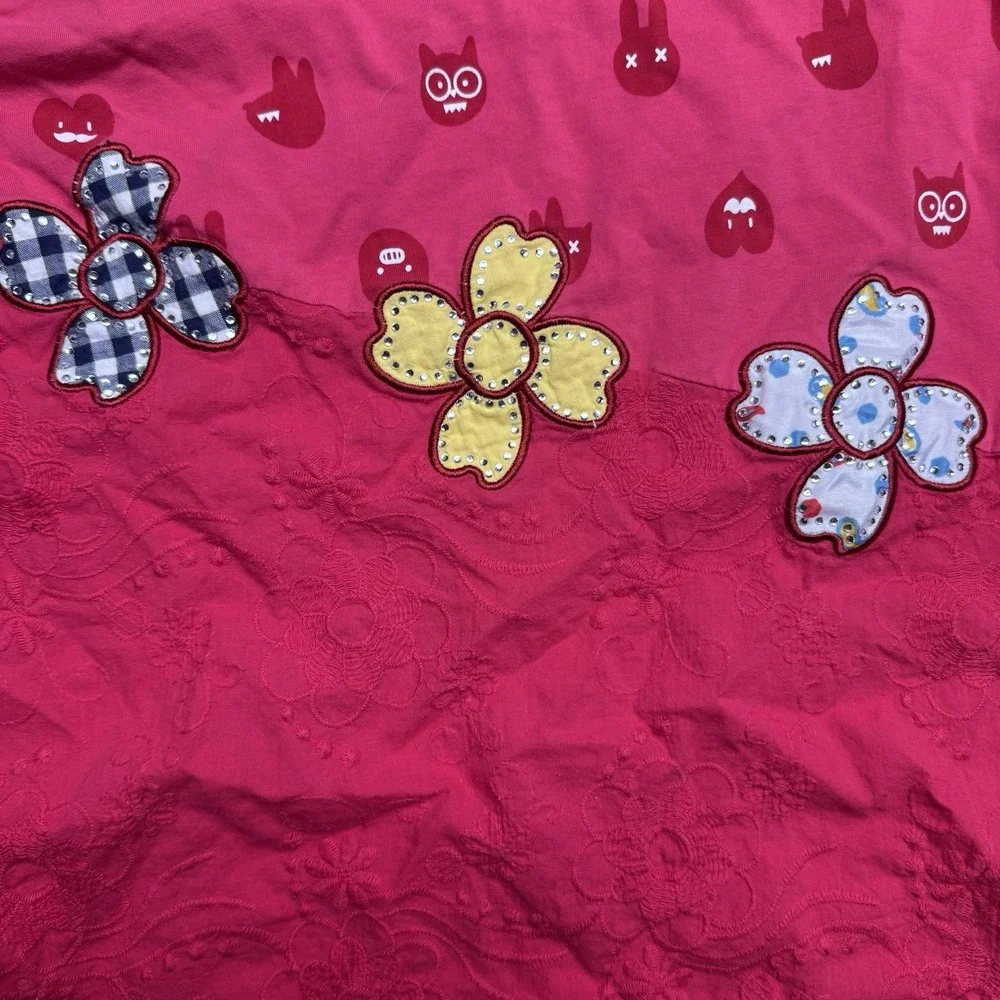 Tamito Rare pink‎ shirt With pop Monsters And Flowers
